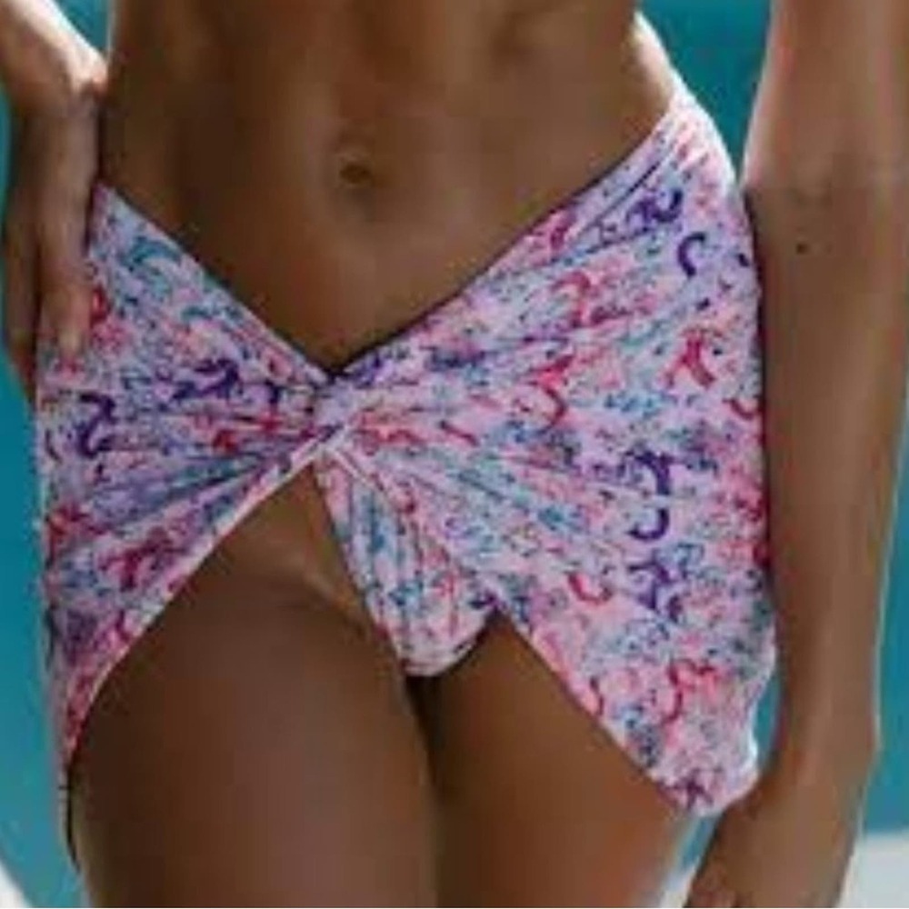 🆕 REVOLVE Pink Purple Drangon Print KYLIE knot Mini Skirt Bikini Coverup